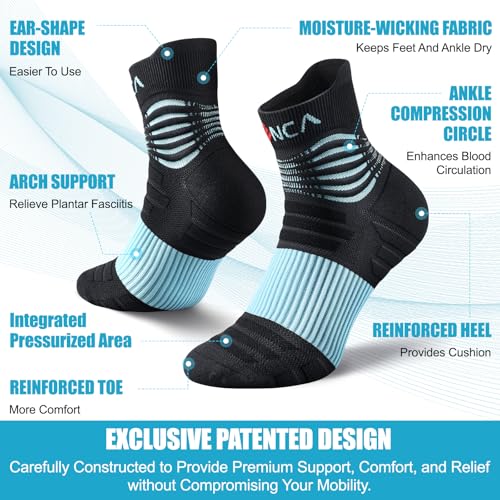 NEENCA Professional Compression Socks for Women Men Circulation, 20-30 mmHg - color: Black Blue, size: Medium