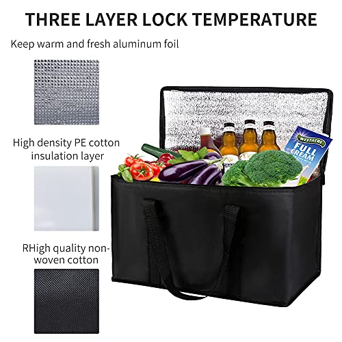 musbus 2Pk Insulated Reusable Grocery Bags, Collapsible Cooler Bag for Groceries, Heavy Duty Large Insulated Bag (16''x9''x13'', Spring Stroll) - color: Black, size: XX-Large（20W x 13H x 10D）