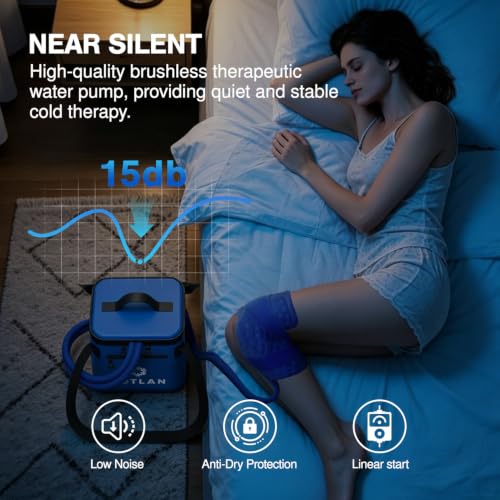 Ice Therapy Machine with Programmable Timer Continuous Cold Therapy System with Ergonomic Knee Pad for Knee Replacement Post-Surgery Recovery Pain Relief and Joint Swelling