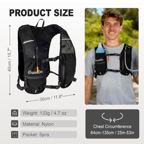 Running Vest for Women Men, Running Hydration Vest with Adjustable Chest Straps for Marathon Jogging Hiking Cycling - size: Black, style: Running Vest