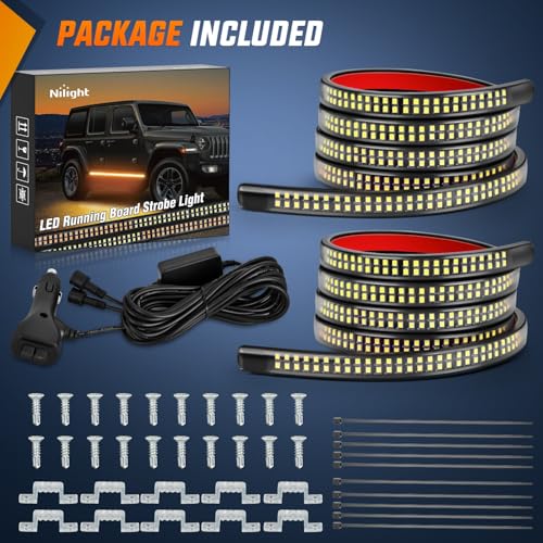 Nilight 2PCS 70 Inch Running Board LED Lights Strip Amber for Truck - color: Amber