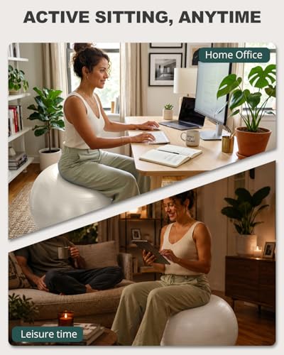 Trideer Yoga Ball for Exercise, Pregnancy, Exercise Ball, Pump Included - color: Off-White, size: L(23-26ines/58-65cm)