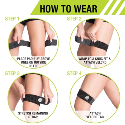 Pro-Tec Athletics IT Band Compression Wrap, Knee Brace, Compression Wraps, Knee Strain, Knee and Outside of Knee Support, Iliotibial Band Syndrome, Adjustable, Men & Women, Working Out - size: X-Large
