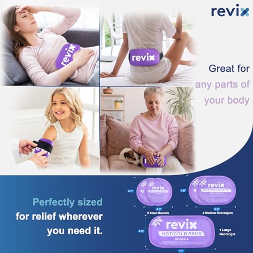 REVIX Ice Packs for Injuries, 5 Pack Hot & Cold Gel for Knee & Back, Purple - style: Purple-5 Pack