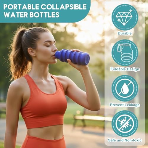 LemonRoad 2 Pcs 20 oz Collapsible Water Bottles, Pink, Navy Blue - color: Pink,Navy Blue