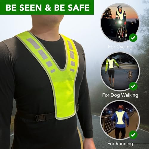 MaximalPower Reflective Safety Vest for Fitness Walking at Night - style: 1x Medium Vest & 2x Arm Bands