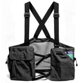 Lightweight Hiking Vest Bag, Multi‑Pocket Adjustable Running Chest Pack, Utility Outdoor Vest Pouch for Women, Men & Kids - color: Black