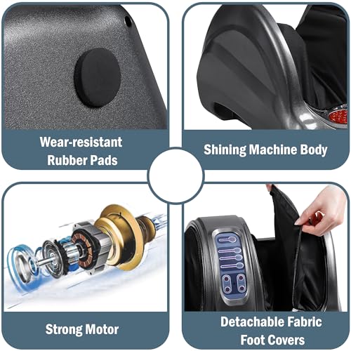 H&B Luxuries Shiatsu Foot Massager Machine with Remote Controller, Kneading and Rolling Home Massagers for Feet, Ankle, Calf, Leg, Ideal for Men, Women, Father, Mom Parents and The Elderly, Gray - color: Gray
