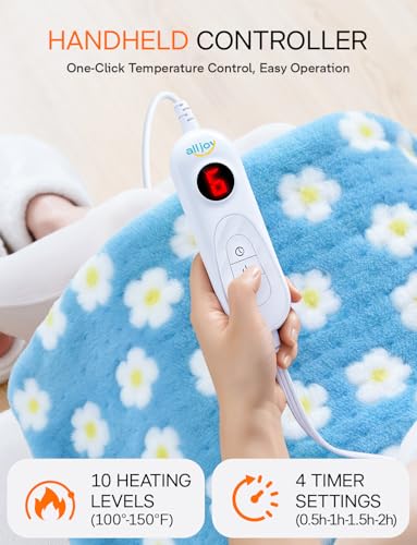 ALLJOY Heating Pad, Cute Period Heating Pad for Back Neck Shoulder, 12"X24" - color: Blue