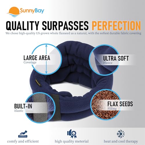 SunnyBay Hands-Free Heating Pad, Neck and Shoulder Wrap, 26 inch, Navy - color: Navy Blue