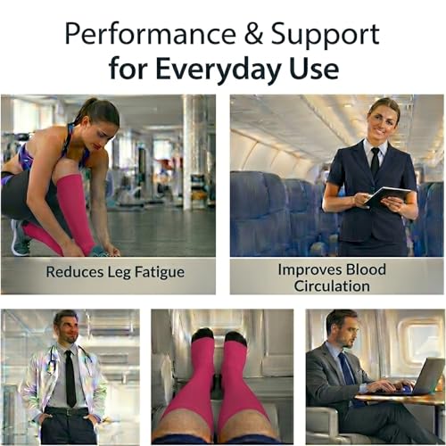 Diamond Star 6 Pairs Compression Socks for Men & Women, Knee High Socks - color: 6 Pairs Magenta