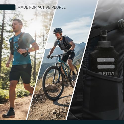 FITLY Soft Flask Running Water Bottle - Collapsible Hydration Flask - color: Black, size: 13.5 Ounces