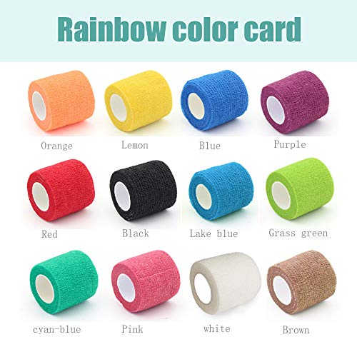 12 Pack Self Adhesive Bandage Wrap, 2" x 5 Yards, Cohesive Athletic Tape - size: 2x180 Inch (Pack of 12)