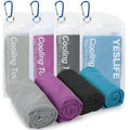 YESLIFE 4-Pack Cooling Towels (40"x 12"), Cooling Neck Wraps, Ice Towel - color: Blue, Grey, Purple, Black