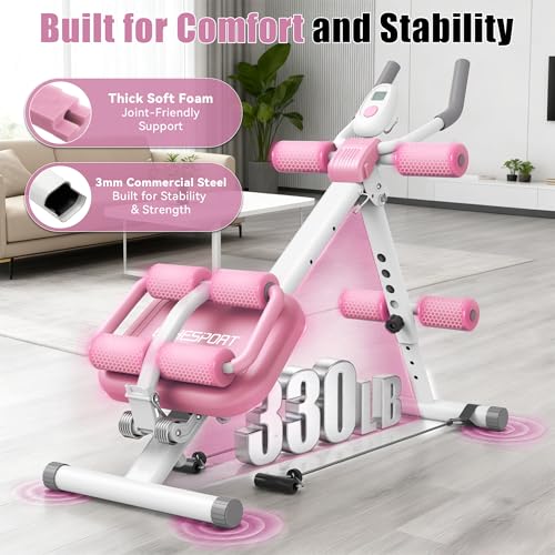 EPHESPORT 2-in-1 Crunch & Sit-Up Ab Machine with Knee & Back Protection