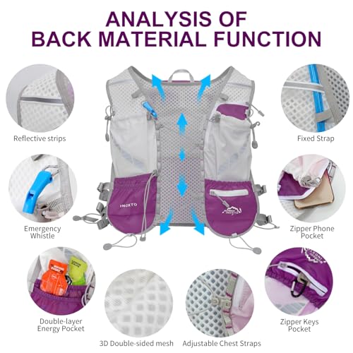 IX INOXTO Running Vest Hydration Backpack, Lightweight Running Backpack - color: Purple