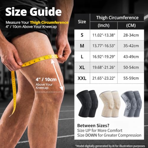 CAMBIVO 2-Pack Knee Brace for Men & Women, Compression Sleeve with Gel Pad - color: Gray, size: XX-Large