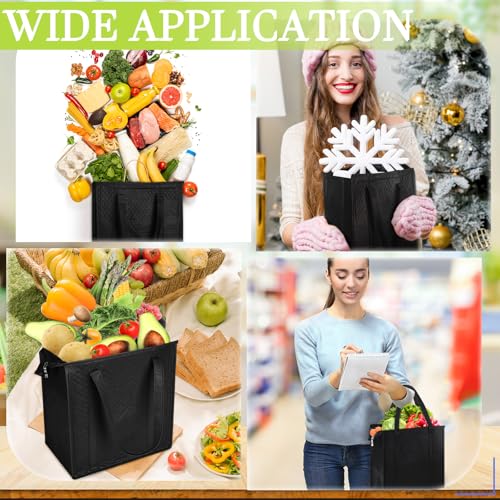 10 Pack Large 18L Insulated Grocery Bag Bulk Zippered, Black - color: Black