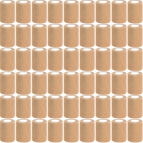 60 Pack Skin Self Adhesive Bandage Wrap Bulk 3 Inch x 5 Yards - color: Tan, size: 3in-60 PCS
