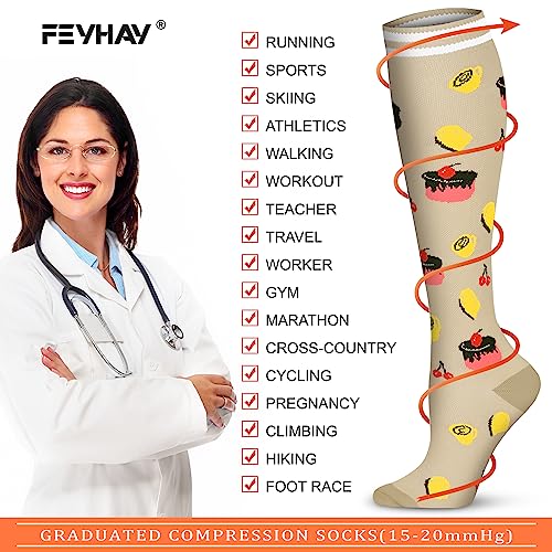 FEYHAY Copper Compression Socks (8 Pairs) 15-20 mmHg Circulation is Best Athletic & Daily for Men & Women, Running, Climbing - color: 09 Colour Mixture, size: Large-X-Large