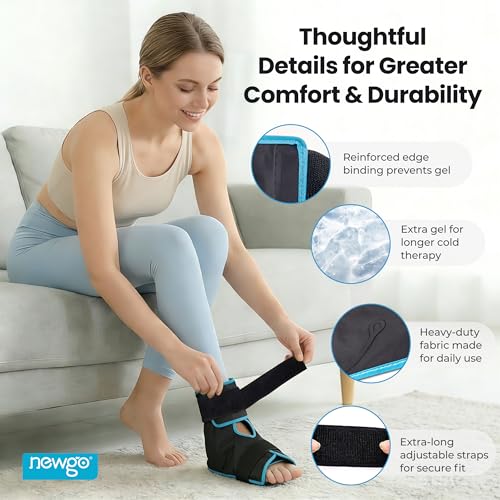 NEWGO Foot Ice Pack Wrap, Cold Compression for Plantar Fasciitis, Black - color: Black-1 Pack