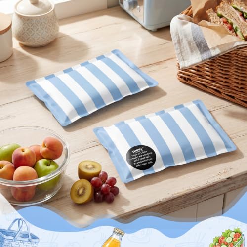 VIHOSE 2 Pcs Ice Packs for Lunch Box Bag - color: Blue, style: Stripe