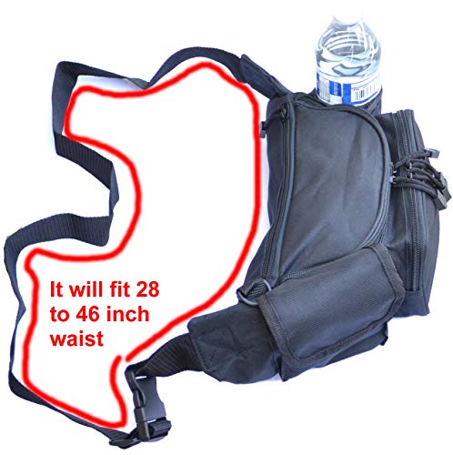 Explorer Black Large Polyester Water Resistant Waist Fanny Bag Purse Pack Men Women Girl Kids Outdoors Running Climbing Cute Fashion Waterproof Water Bottle Holder