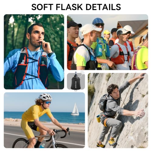 500ml Soft Flask Soft Water Bottle for Running, Hiking, Cycling and Climbing - Black - color: 500ml, black
