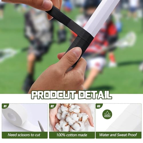 Gemscream 30 ft Lacrosse Stick Tape 1 Inch 1/2 Inch - color: Black, White