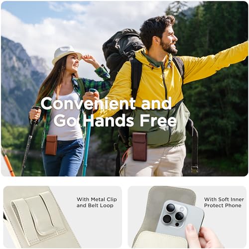 for Phone Pouch Holster Belt Case, Premium Leather Pouch with Belt Clip Phone Holster Belt Case (White, X-Large) - color: White, size: X-Large