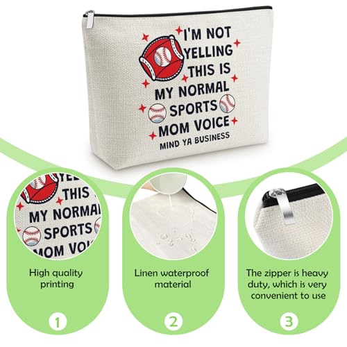 Baseball Mom Gifts for Women Funny Makeup Bag Thank You Present for Her Team Mom Coach Sports Lover Cosmetic Bag Mothers Day End of Season Baseball Team Gifts Christmas Birthday Present Travel Pouch - color: Baseball Makeup Bag