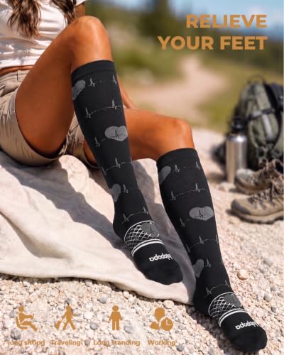 LYCRA® Compression Socks for Women,20-30 mmHg - color: Nurse Heart, size: Small-Medium