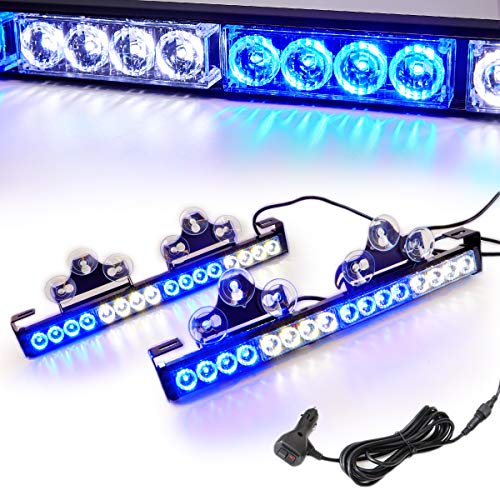 2 in 1 Emergency Strobe Traffic Advisor Light Bar 21 Flash Patterns - color: Blue/White