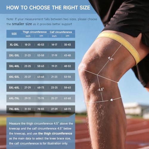 Plus Size Knee Brace XL-8XL,Stable Support of The Decompression Knee, Effective Relief of ACL, Arthritis, Meniscus Tear, Adjustable Compression Band, Suitable for Men and Women (XL-2XL) - size: XL-2XL