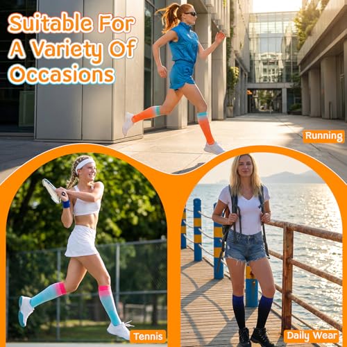 5 Pcs Women Compression Socks 15-20mmHg Knee High Socks - size: Small-Medium