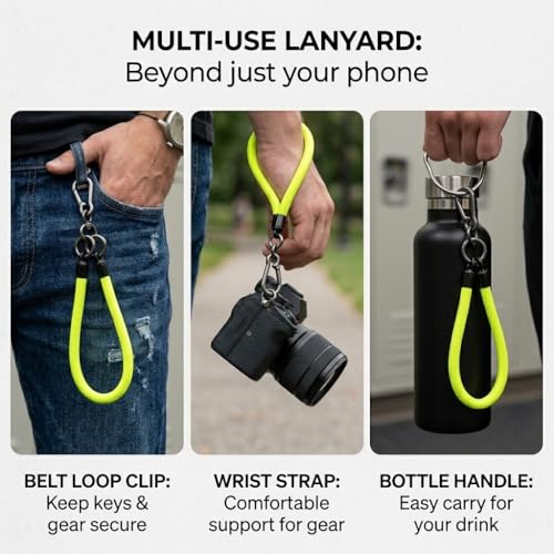 Phone Lanyard Wrist Strap Soft Rope Phone Strap Wrist Lanyard Heavy Duty - color: Fluorescent Yellow