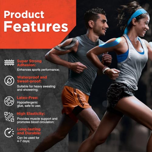 OK TAPE Synthetic Precut Kinesiology Tape for Protection, 2inx16.4ft 20PCS - color: Black, size: 1 Rolls
