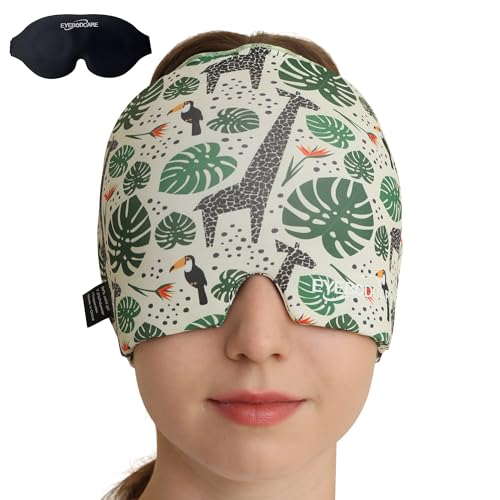 Migraine Relief Cap, Reusable Cold Compress Headband,1pcs - color: Rainforest‑eyemask