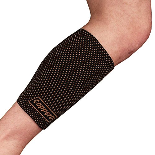 BambooMN Copper D Compression Calf Sleeve - color: Black Copper Dots - 2 Pack, size: Large - Extra Large