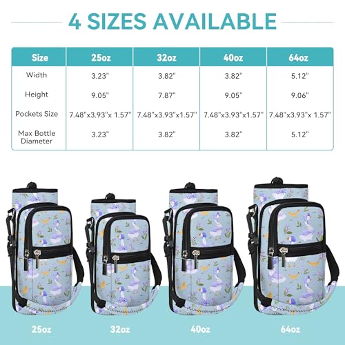 AUPET Water Bottle Sling Bag Sleeve Holder Carrier 25/32/40/64 oz,Insulated Crossbody Water Bottle Case Cover with Strap and Pockets for Men/Women Walking Hiking - color: Cute Farm Theme, size: 25oz