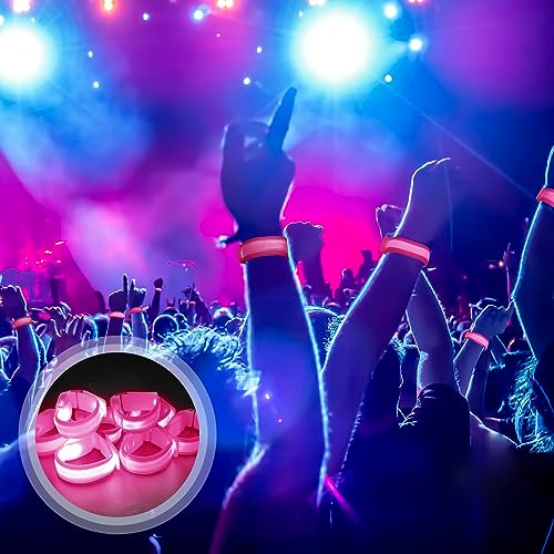 M.best 8pcs LED Light Up Bracelets Glow Flashing Wristbands Glow in The Dark Party Supplies for Wedding, Raves, Concert, Camping,Sporting Events, Party Pink - color: 8pcs Pink