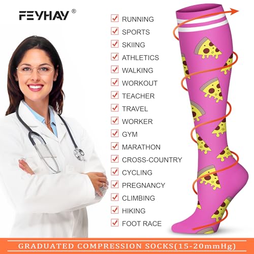 FEYHAY Copper Compression Socks (8 Pairs) 15-20 mmHg Circulation is Best Athletic & Daily for Men & Women, Running, Climbing - color: 12 Colour Mixture, size: Small-Medium