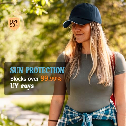 Waterproof Baseball Cap for Men Women UPF 50+ Quick-Dry Running Golf Hat - color: Navy Blue