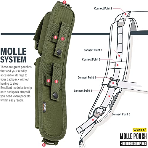 WYNEX Tactical Molle Accessory Pouch, Backpack Shoulder Strap Bag Shoulder Tape Additional Bag Multifunctional Hunting Tools Pouch - color: Army Green - 2 Packs