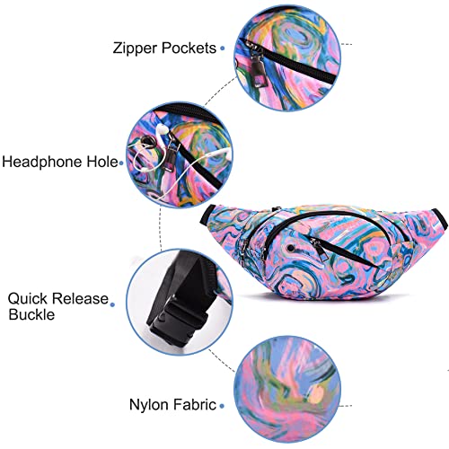 Fanny Pack Fashion Waist Chest Bag Adjustable Belt Chest Shoulder Pack Casual Bag Bum Bags Hip Pouch for Women Men Running Hiking Fitness Cycling Beach Travel Concert Festival (Purple) - color: Purple
