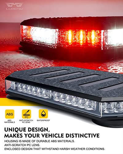 LUMENIX 42 LED Roof Top Strobe Beacon Light Bar, Patent Design, Red White - color: White Red