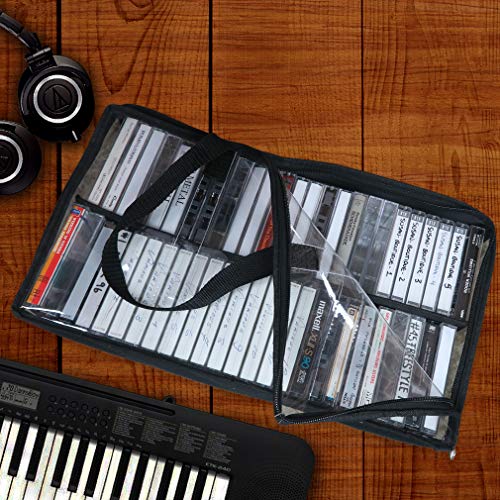 Evelots Cassette Tape Storage Bag, Holds 200 Tapes with Handles - size: 4-Pack (Holds 200), style: Cassette Tape Bag