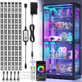 LED Strip Lights 6 Pcs 1.64FT RGB Small LED Light Strips Kit Dimmable RGB 5050 Color Changing Tape Lights TV Backlight Display Case Lights Shelves Lighting with APP & RF Remote & Power Supply - color: 6 x 16.4FT(9.84FT)