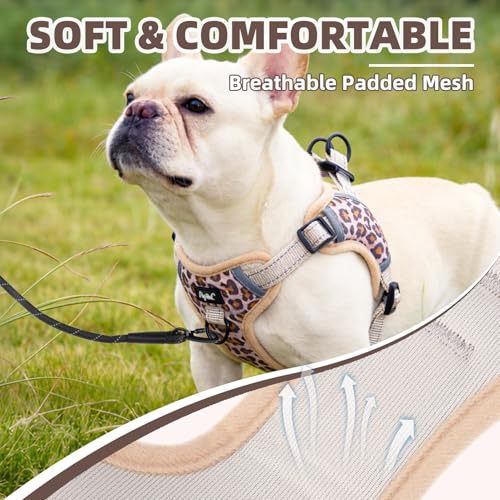 PUPTECK Dog Harness Small Sized Dog, Step in Adjustable Reflective Dog Vest Harness Escape Proof, No Pull Soft Padded Harness Easy Control, Brown Leopard, S - color: Brown(Leopard), size: S (CHEST: 13"-18")