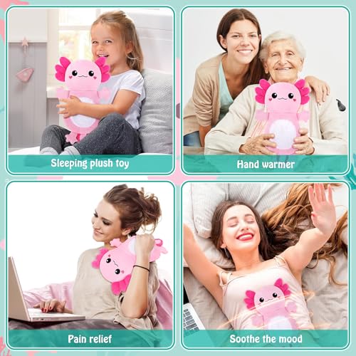 Pink Axolotl Microwave Heating Pad for Cramps Period & Pain Relief - style: Pink Axolotl